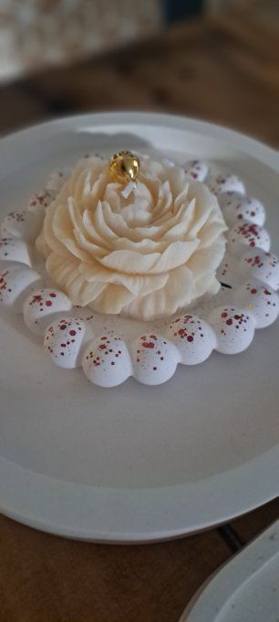Plateau avec bougie fleur