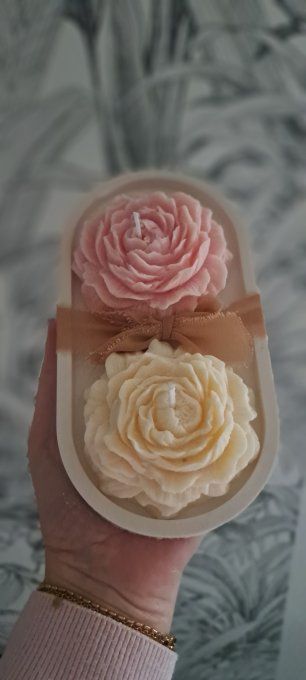 Plateau avec bougie fleur