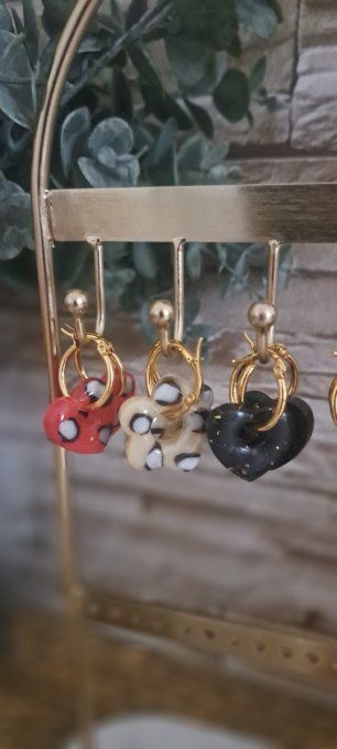 Boucles d'oreilles pampilles coeurpetite fleur/ grande fleur